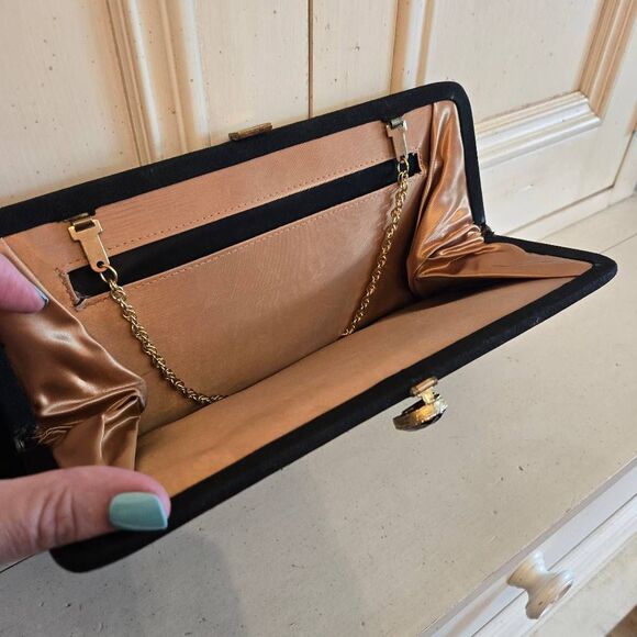 Vintage Black Clutch with Gold Chain - Picture 7 of 12